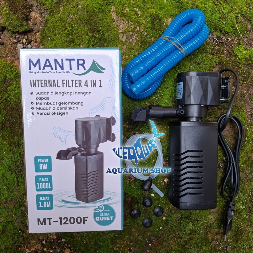 Filter Aquarium Internal MANTRA MT-1200F 4in1 8W – Pompa Celup Aquarium Ultra Quiet + Aerator Oksige
