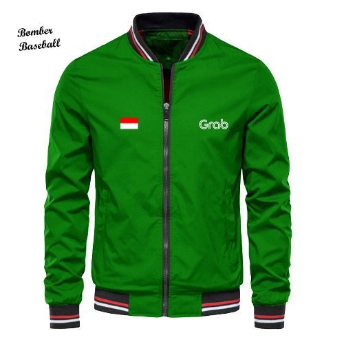 Jaket baseball grab grabbike Bendera waterproof | Jaket bomber grab grabfood pria | jaket parasut gr