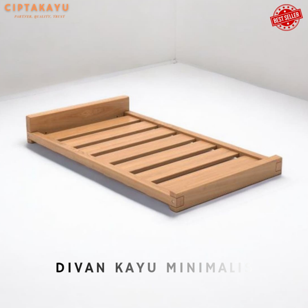Ranjang Kayu Minimalis Single Bed – Platform Bed Natural Kokoh & Elegan