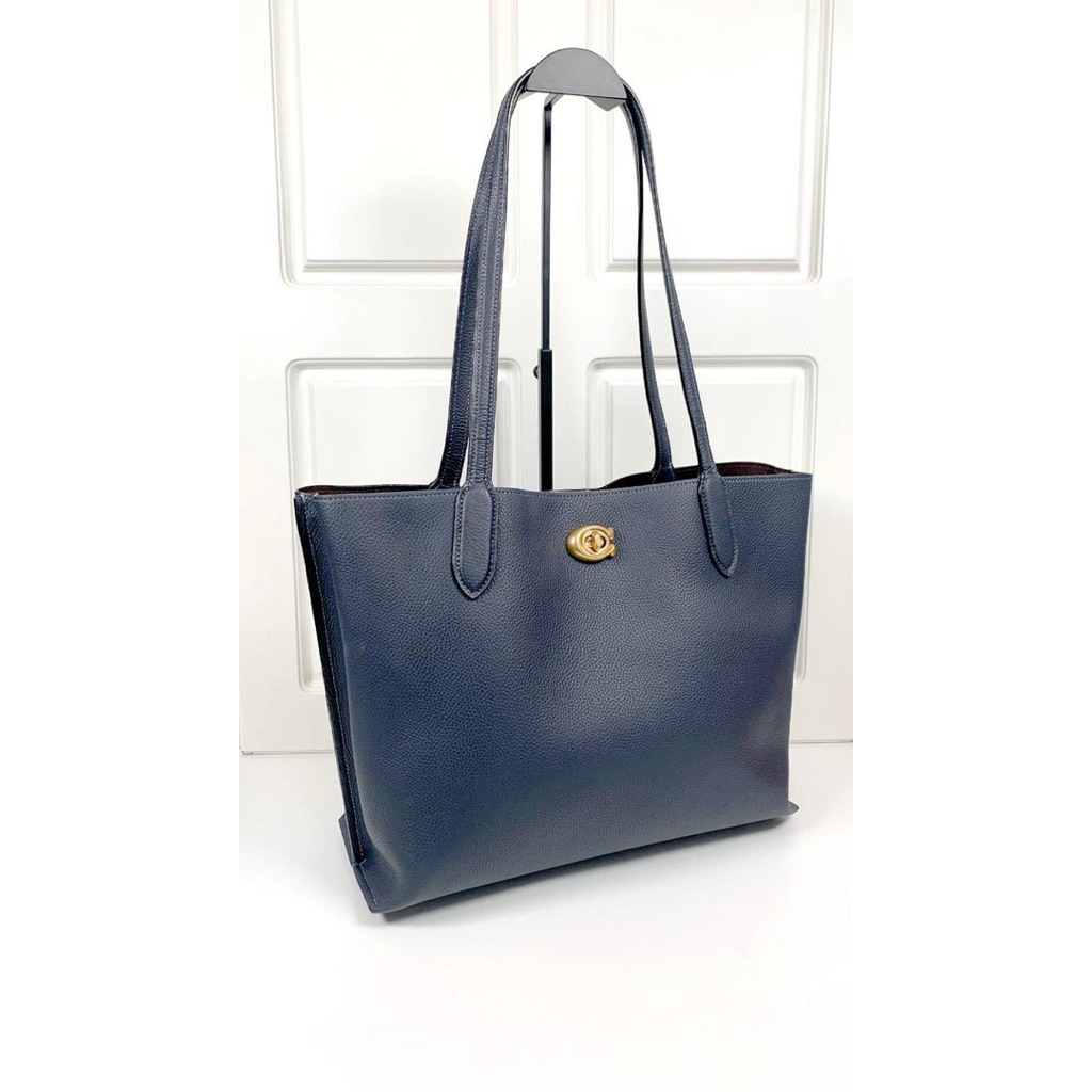 (PRELOVED) Coach Willow Tote Bag in Dark Navy Blue GHW