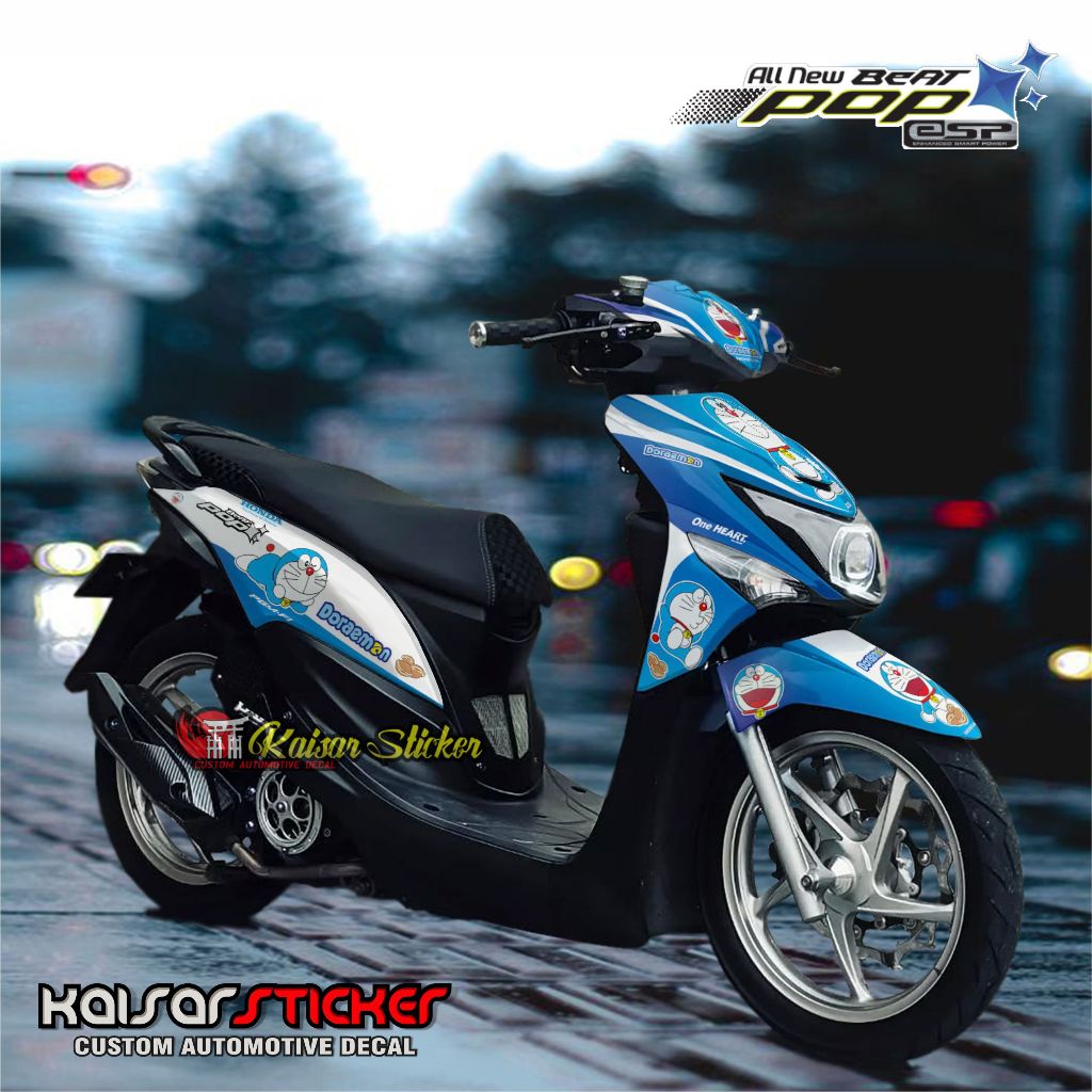 STICKER MOTOR DECAL MOTOR HONDA BEAT POP FULL BODY DORAEMON DECAL BEAT POP