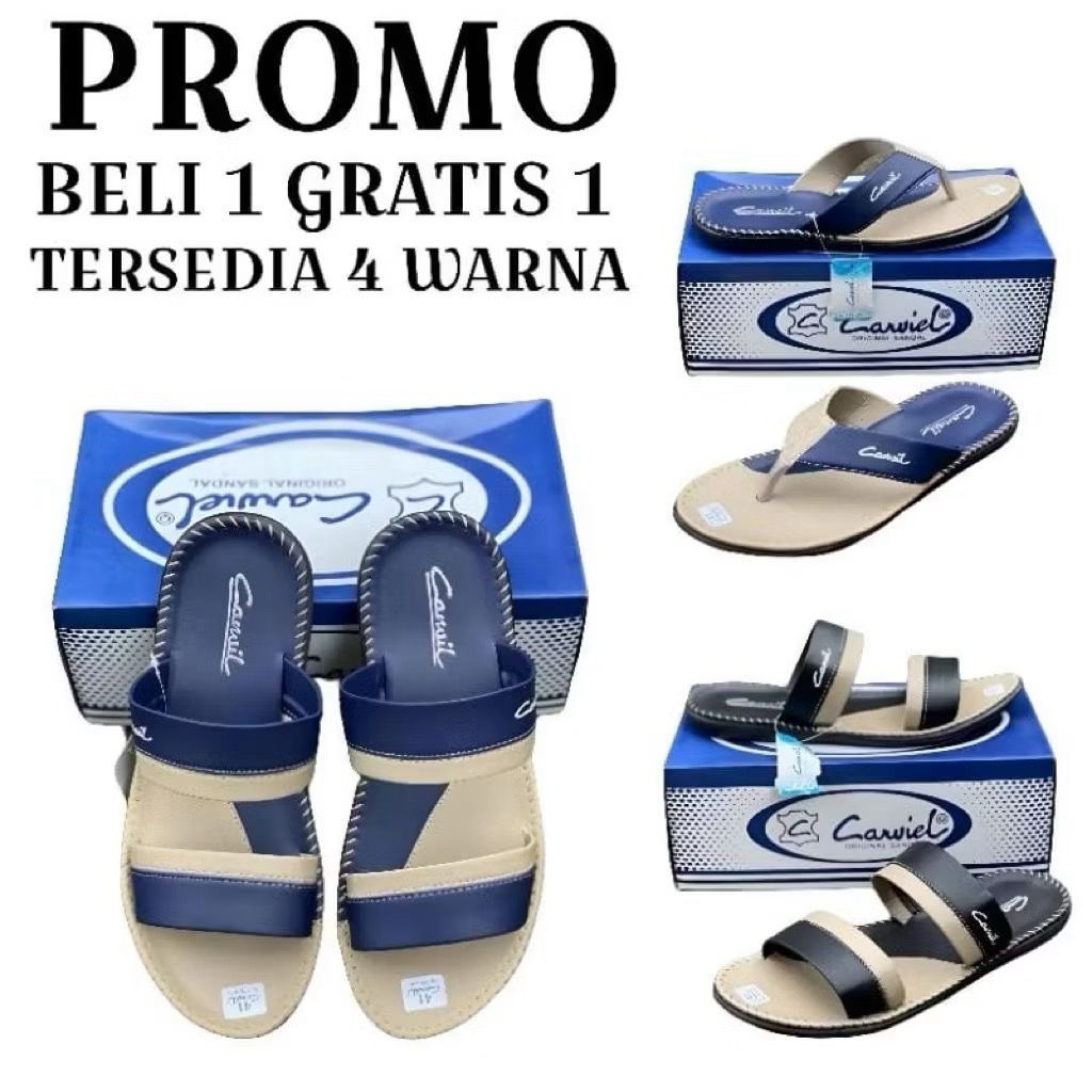 PROMO SANDAL KULIT PRIA CARVIL Sandal Pria Sandal Jepit Kulit Casual Pria Import Terbaru