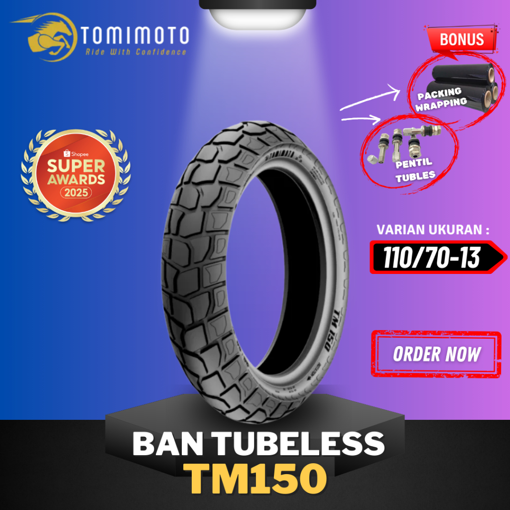 [READY COD] BAN TOMIMOTO RING 13 TM150 / BAN TOMIMOTO ON/OFF ROAD 110/70-13 / BAN TUBELESS DUAL PURP