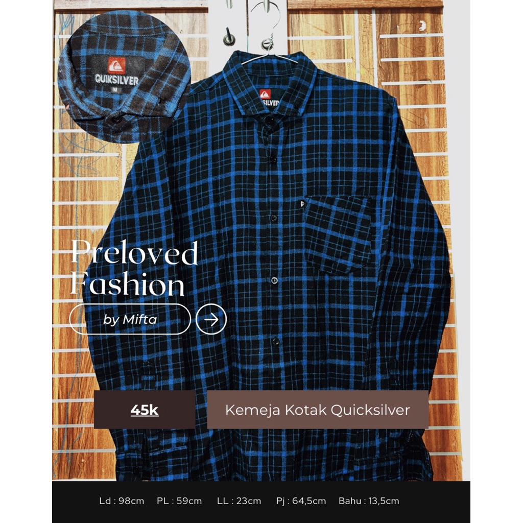 kemeja kotak biru quicksilver