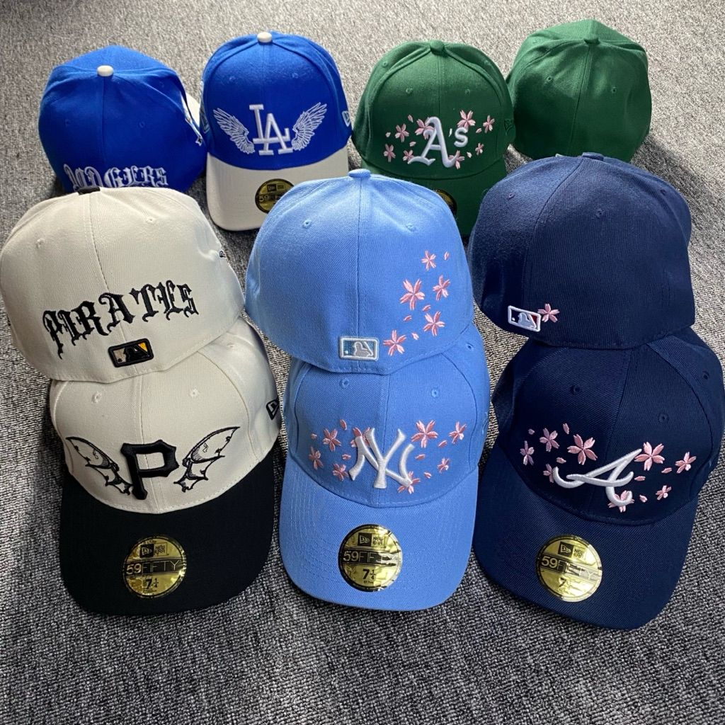 Topi Baseball Fitted Built Up Tanpa Setelan MLB Topi Fitted Tekuk NY LA P AS A