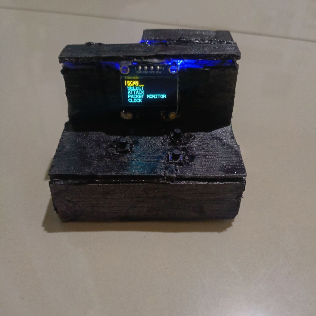deauther esp8266 2,4ghz+box casing+layar oled 0,96inch
