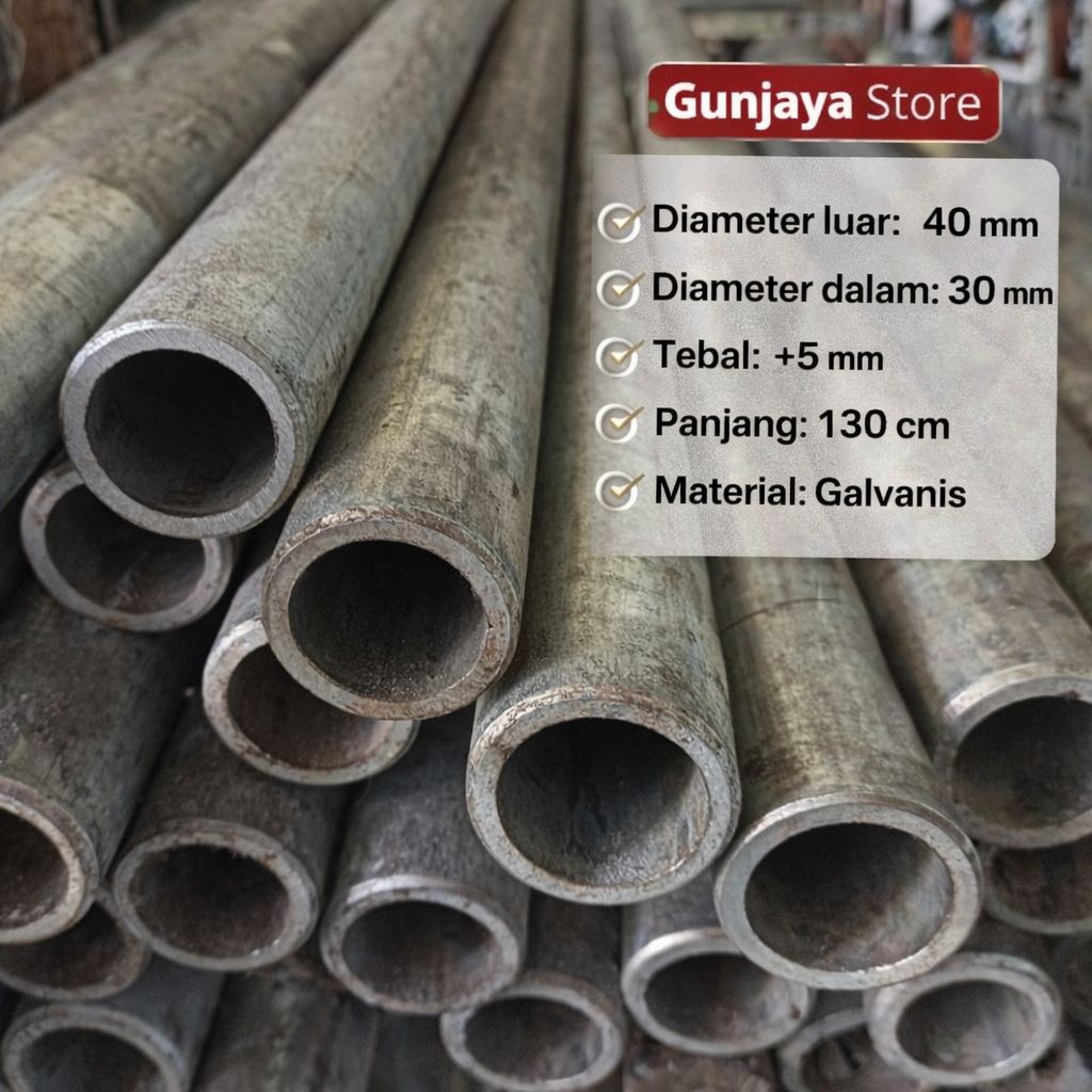 Pipa Besi Galvanis Diameter 40mm Tebal 5mm Panjang 130cm