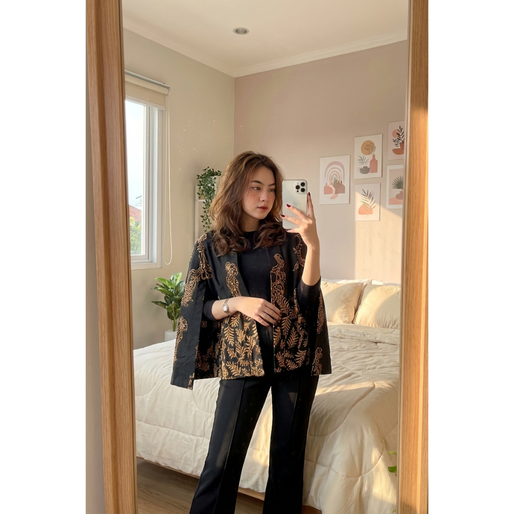 BLAZER BATIK CAPE MOTIF WAYANG DAUN
