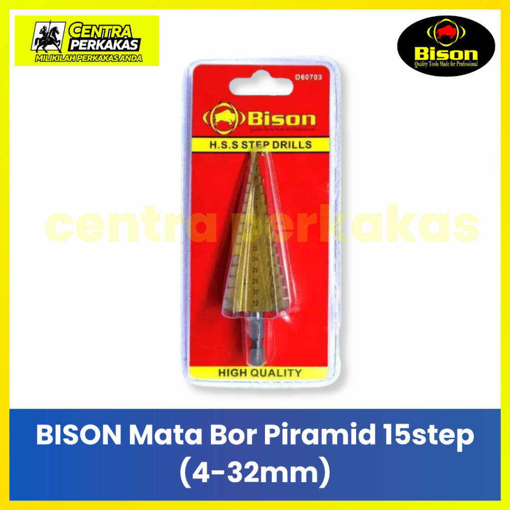 BISON Mata Bor Step Drill 9 Step (4-20mm) / 15 Step (4-32mm) - Mata Bor Lubang Besi Plat Kayu