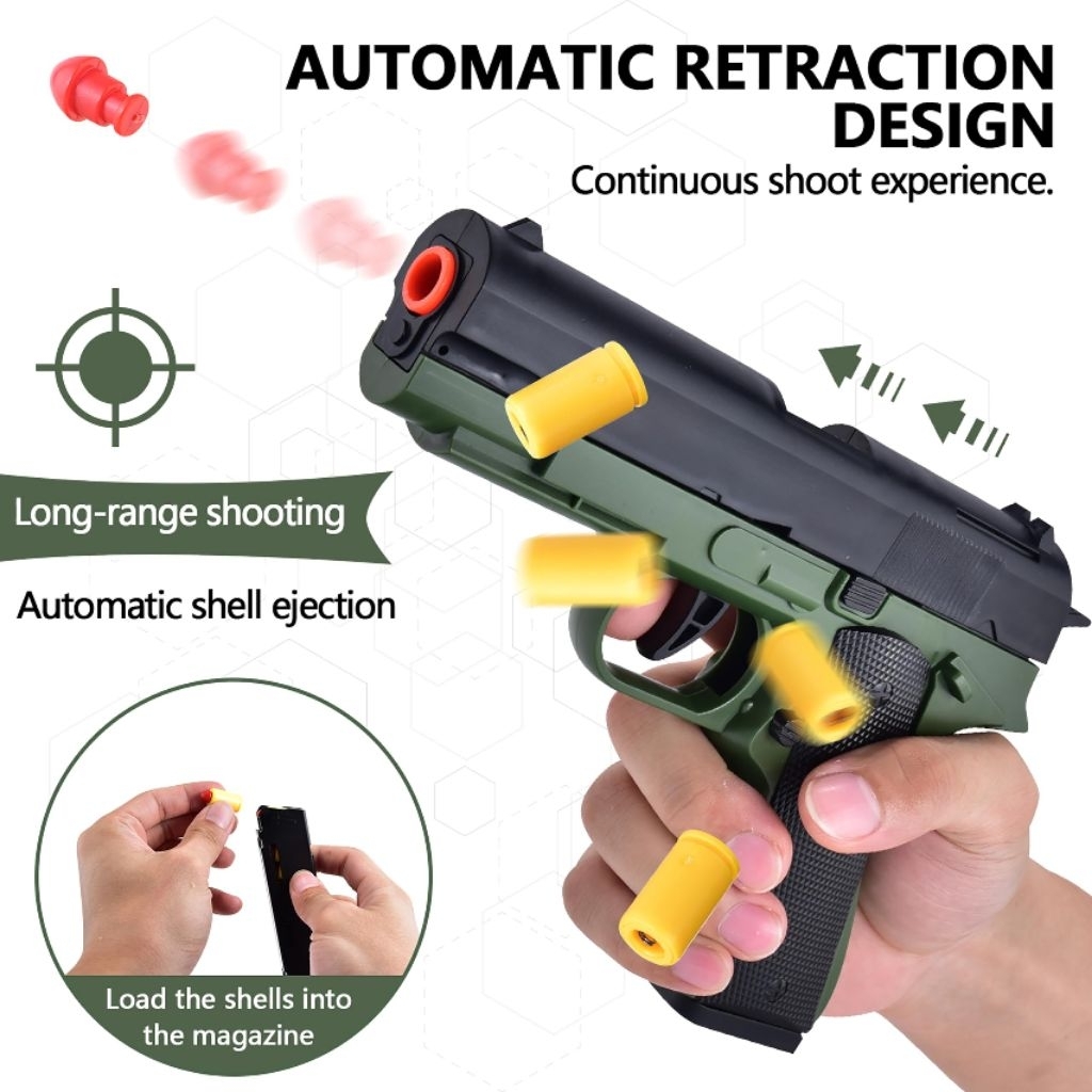 Mainan Pistol Anak-anak M1911 Semi Auto Drat Blaster Soft Bullet Aman Mainan Tembakan Plastik Fidget