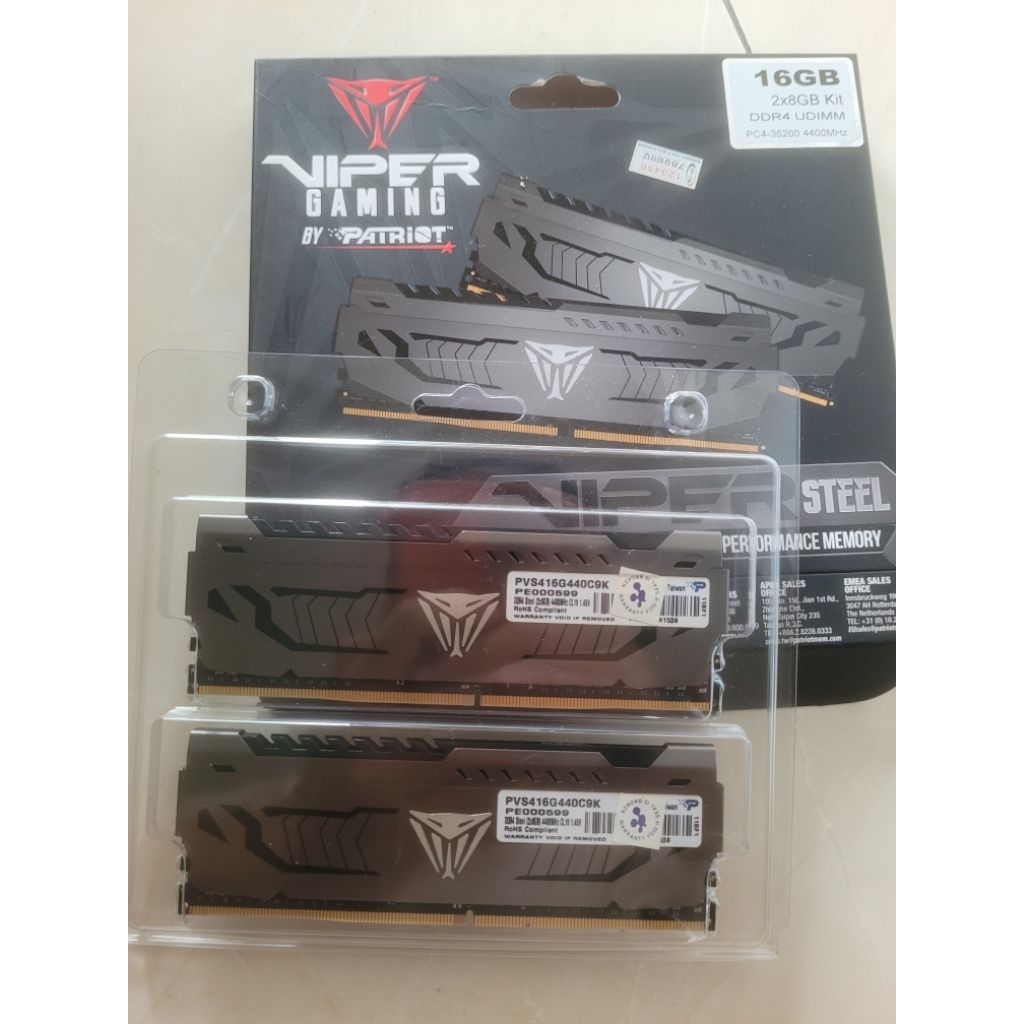 RAM DDR4 4400mhz 16GB Kit (8GBx2) Patriot Viper Steel