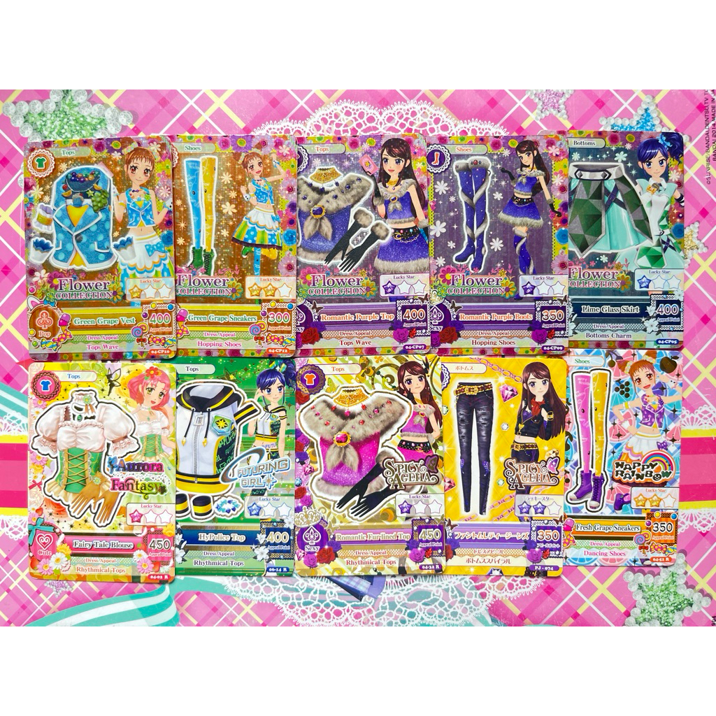Kartu Aikatsu Rare Campaign CP Green Grape Romantic Purple Lime Glass Fairy Tale HyPolice Romantic F