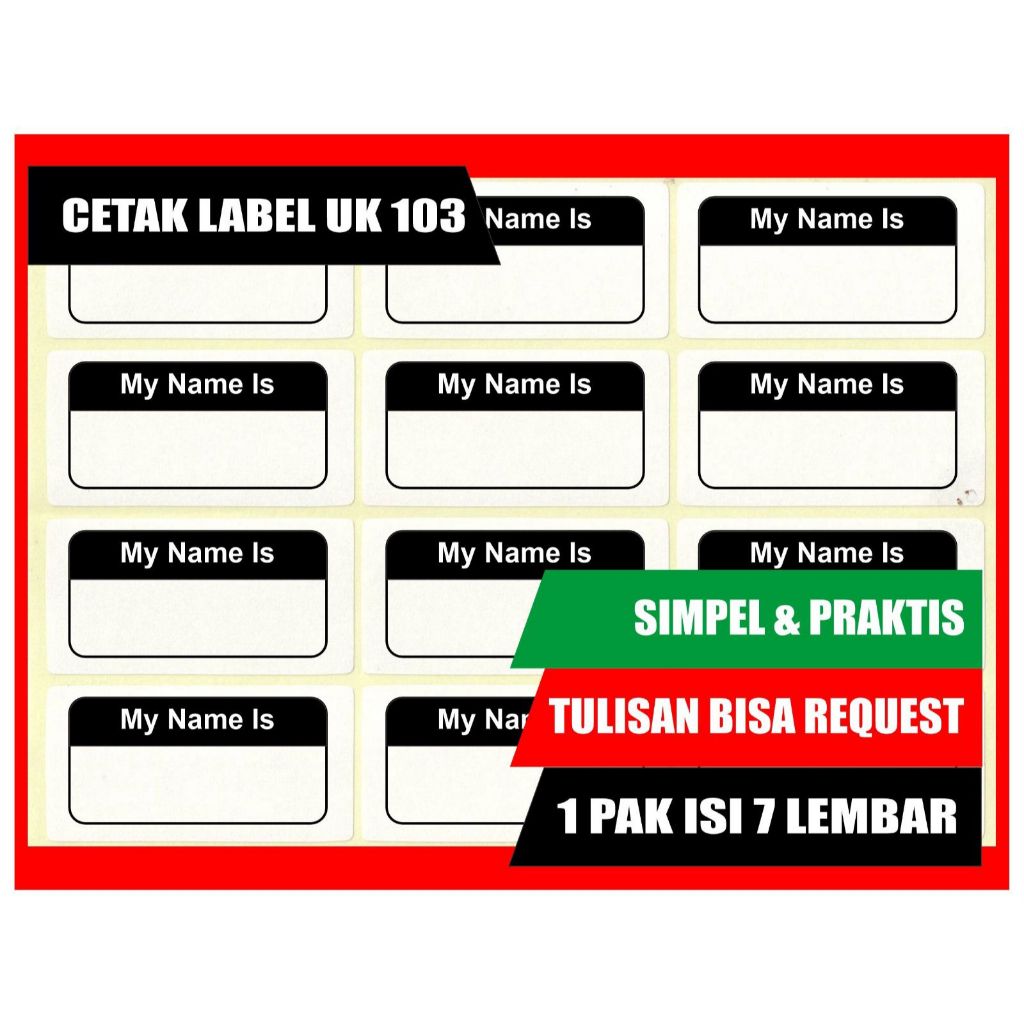 CETAK / PRINT LABEL NAMA UNDANGAN 103 - STICKER LABEL - STICKER UNDANGAN 1 PACK ISI 7 LEMBAR