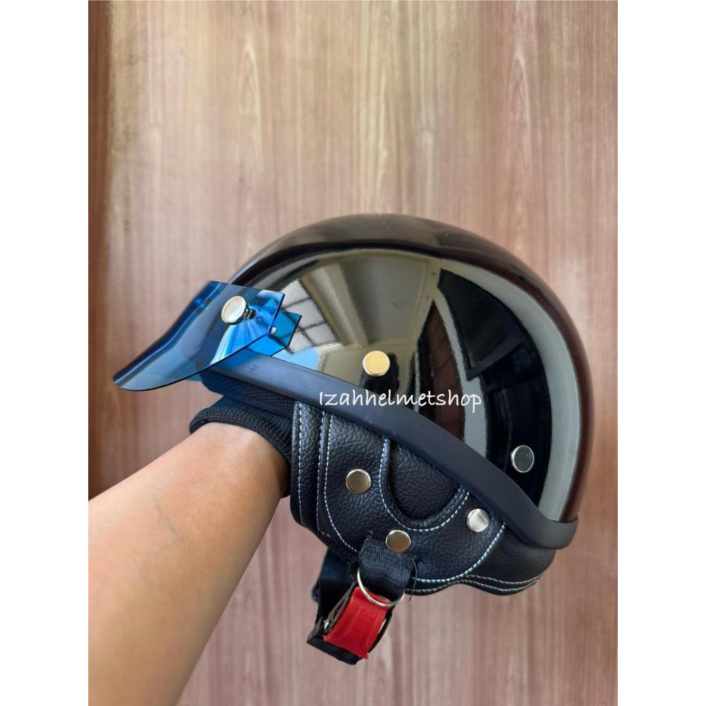 Helm chip sepeda listrik cooper vintage hitam glossy izahhelmet