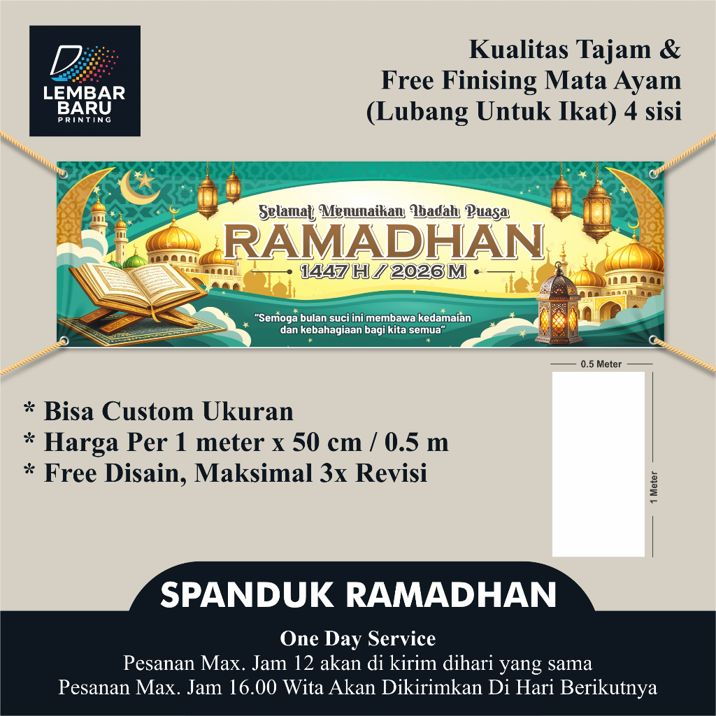 Spanduk/Banner/Baliho Ramadhan Custom Ukuran / Free Dsain Harga Termurah