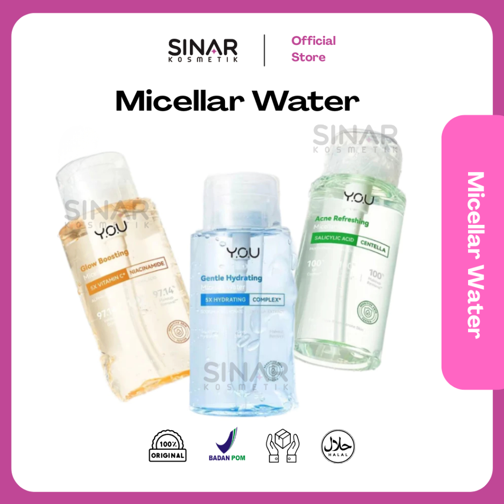 Y.O.U Micellar Water Series 300ml - Glow Boosting | Acne Refreshing | Gentle Hydrating - Pembersih W