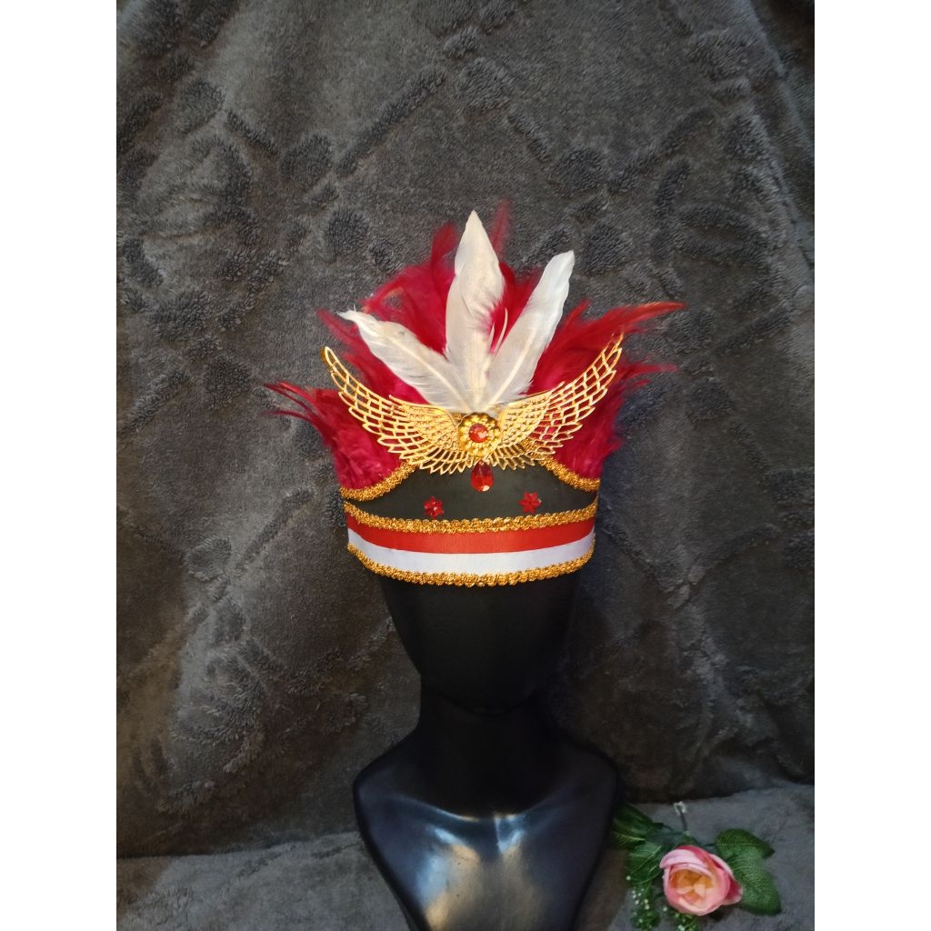 Mahkota Hiasan Kepala Karnaval Garuda Merah Putih Bintang