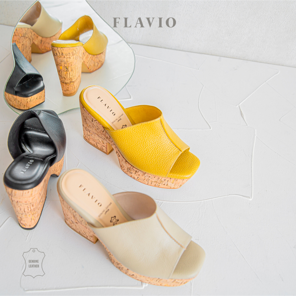 Flavio Leather Sandal Wanita Wedges Virginia