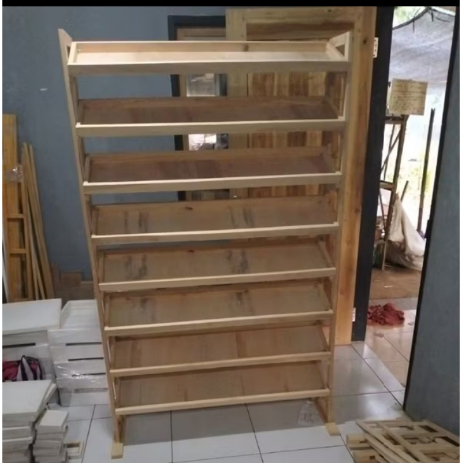 Rak Sayur 8 Susun Rak Kayu Rak Miring Rak Display Toko Rak Buah Rak Kayu Serbaguna