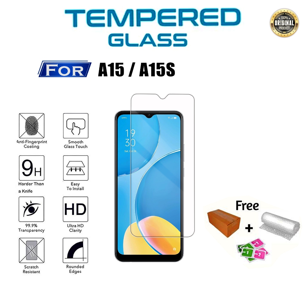 Tempered Glass Clear For Oppo A15 / A15S - Anti Gores Hp - Pelindung Layar Hp - Tempered Glass kaca 
