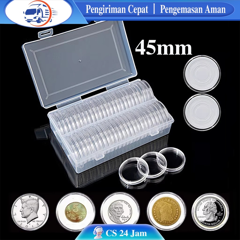 Kapsul Koin Akrilik Dengan Gasket Kotak 46mm Perlindungan Koin Peringatan Tempat Pelindung Koleksi K