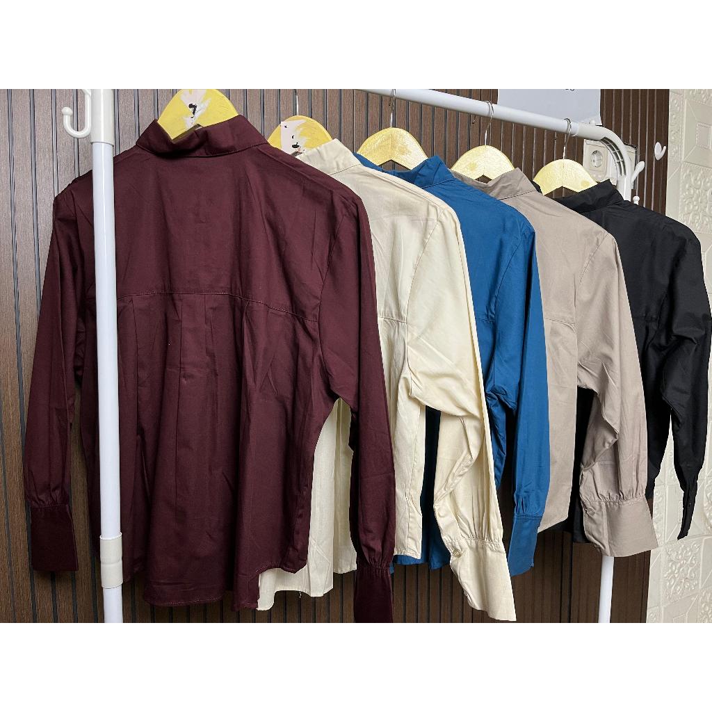 Kemeja Atasan Cewek Crop Top Polos Bahan Katun Ori LD 110 PB 50-55