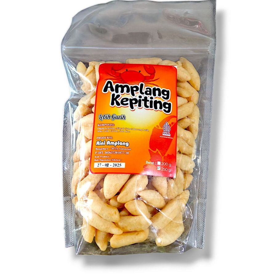 Amplang Kepiting Merk Rini - Amplang Kepiting Khas Banjarbaru Kalimantan Selatan - Kemasan Plastik