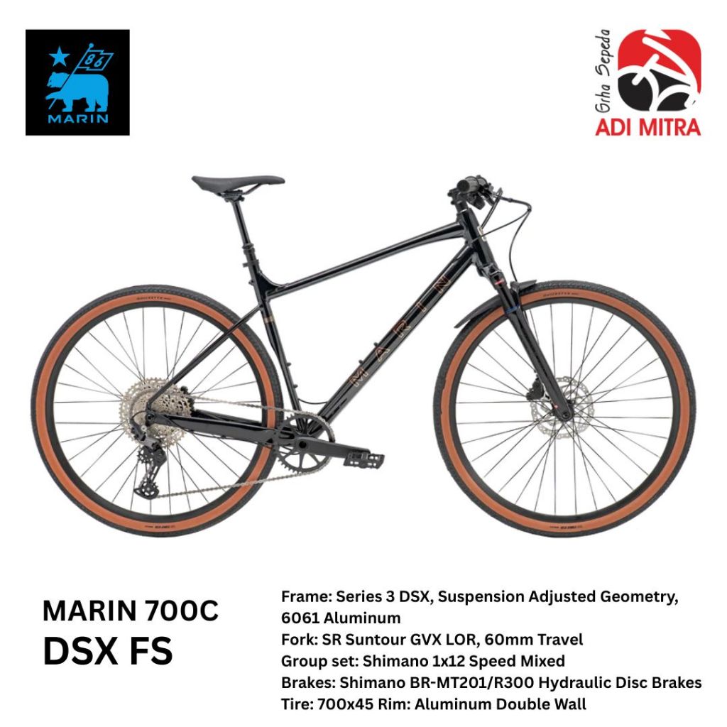 Marin DSX FS 2025 [700C] Sepeda Gravel 1x12 Speed Flat Bar Frame Alloy Fork Suspensi