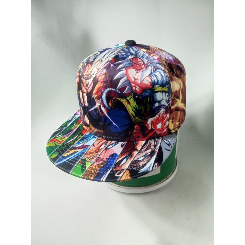 Topi Bootlag Dragon Ball Z Goku Vegeta Super Seiya AOP Satin Snapback by Level Xero