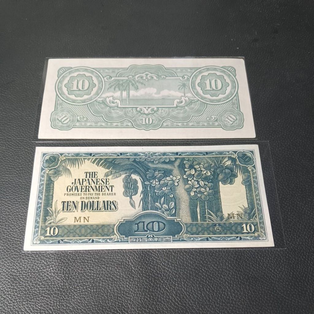 Uang kuno 10 Ten Dollars Malaya tahun 1942 gress