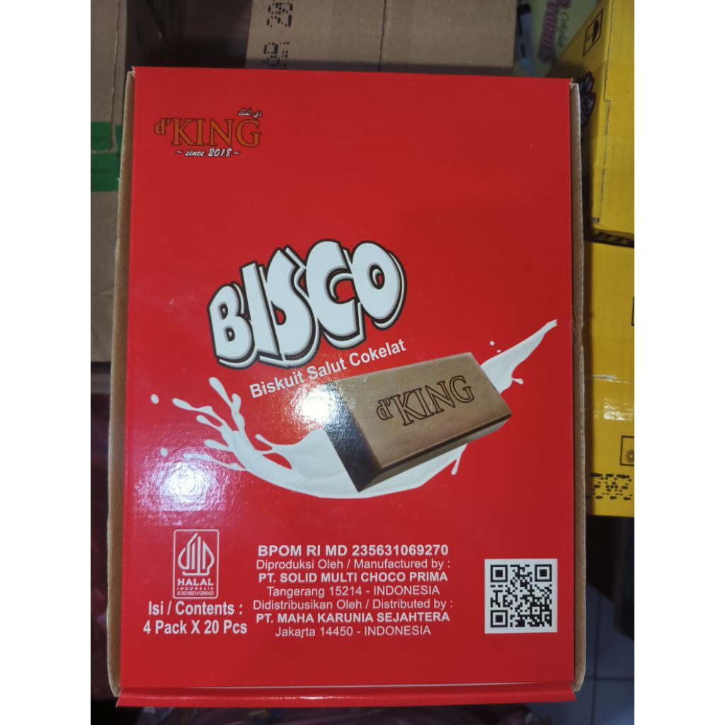 Kaloonaentier D'King Coklat Bar Bisco Isi Biskuit 1 Dus Isi 4 Box @20 Pcs