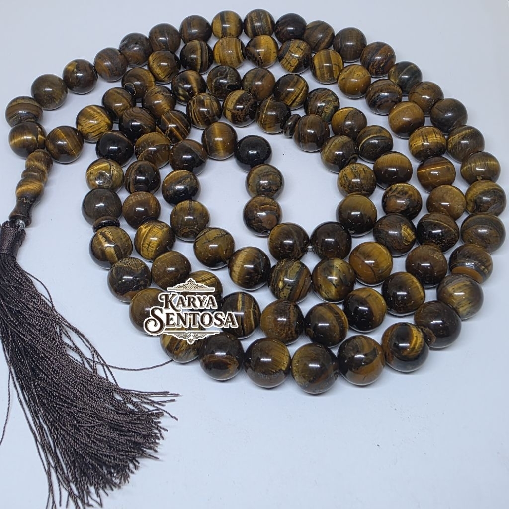 Tasbih Batu Tiger Aye besar 12mm 99Butir Original