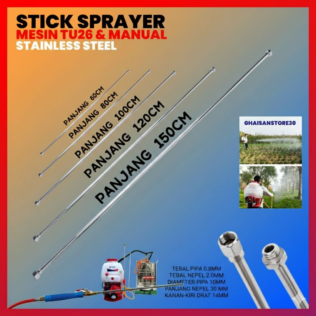 Stik Sprayer Panjang Untuk Knapsack Sprayer Mesin TU-26 & Manual Pompa