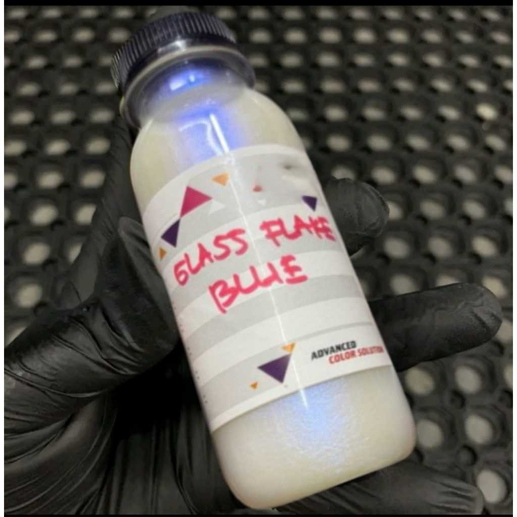 Cat Glass Flake Blue PU lebih kasar dan lebih Menyala dari xiralic