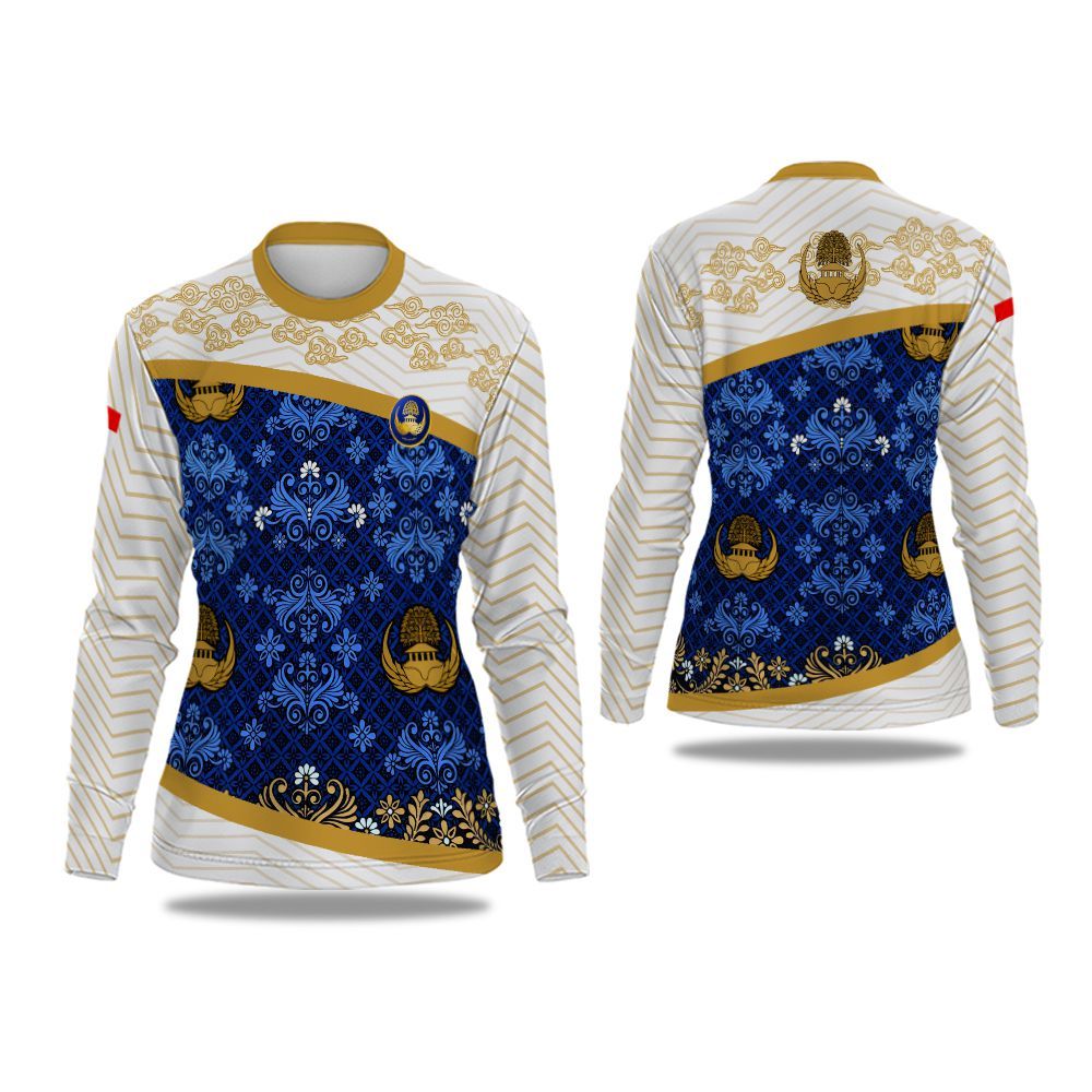 Kaos Jersey Korpri Wanita Polyester Batik Lengan Panjang