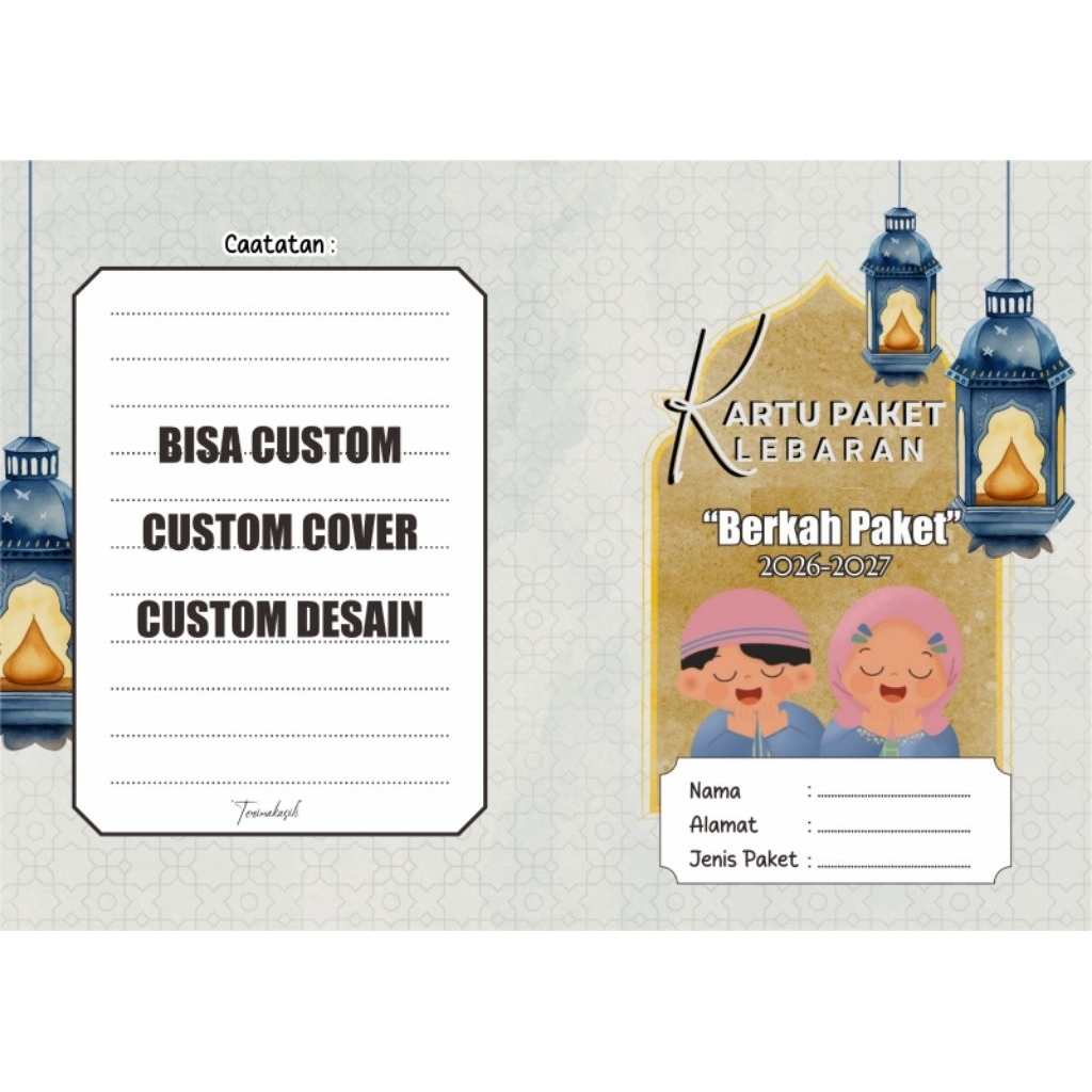 Kartu paket lebaran custom 2 sisi | kartu paket hari raya custom 2 sisi