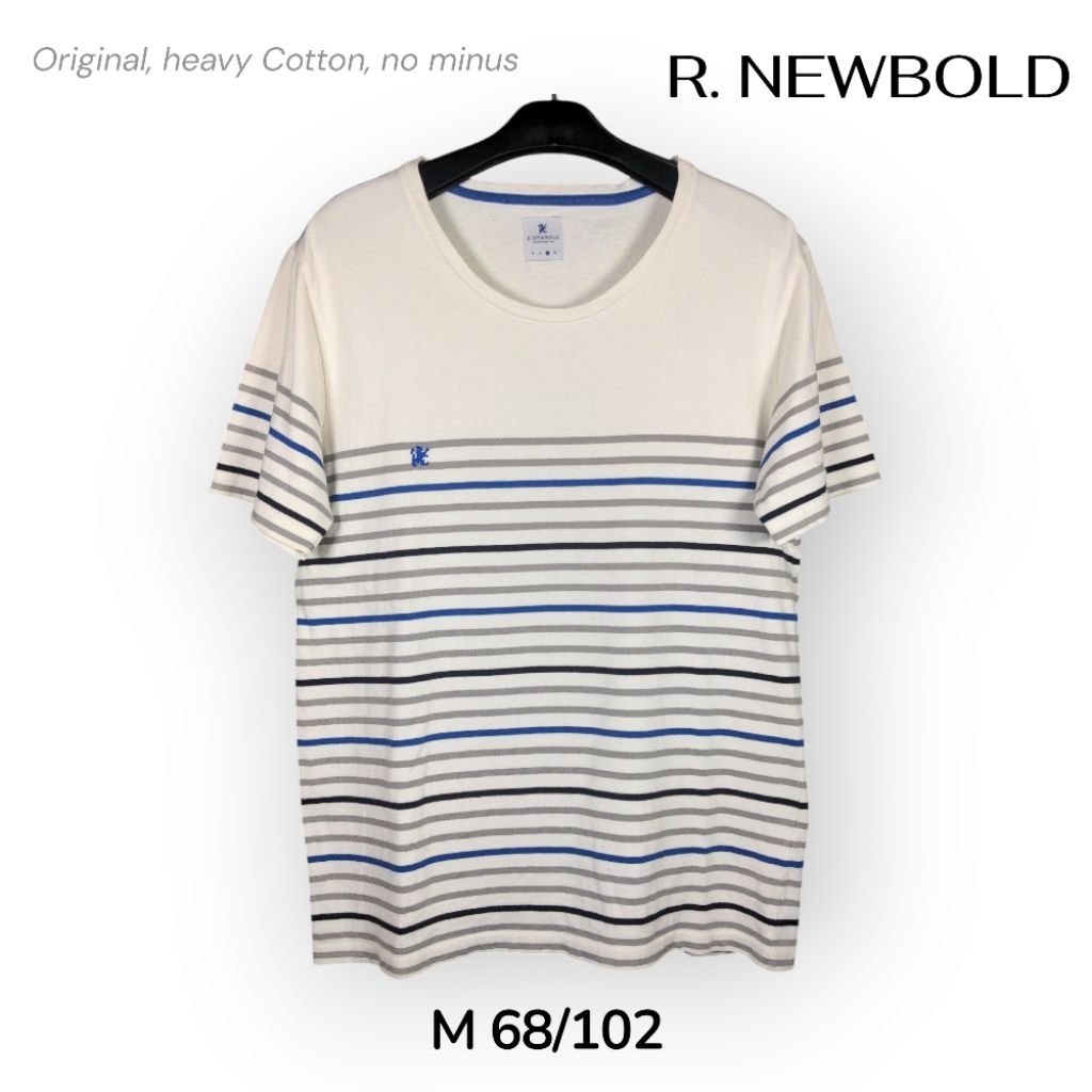 R. NEWBOLD T-shirt Stripes Kaos Katun Salur Lengan Pendek Size M