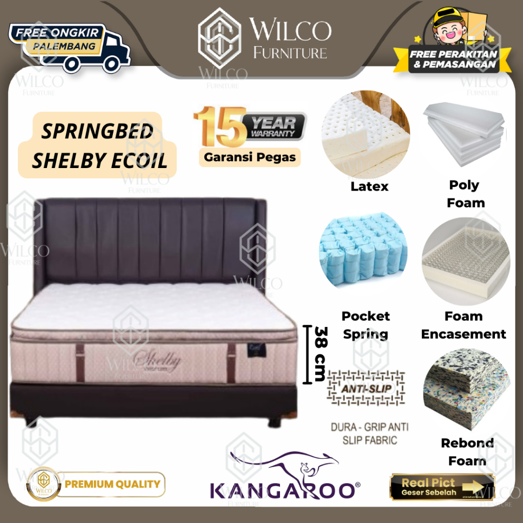 Springbed Shelby Ecoil by Kangaroo | Kasur Matras Pocket Latex Ecoil Kangaroo