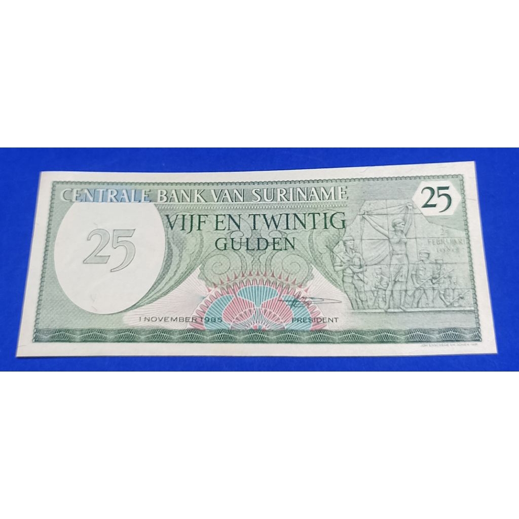 UANG KERTAS SURINAME 25 GULDEN 1963