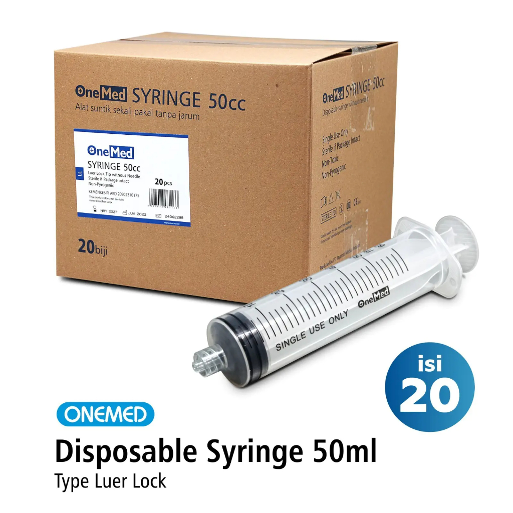 Spuit 50cc Onemed Lubang Tengah/ Lubang pinggir  Syringe  Onemed isi 20pcs/box