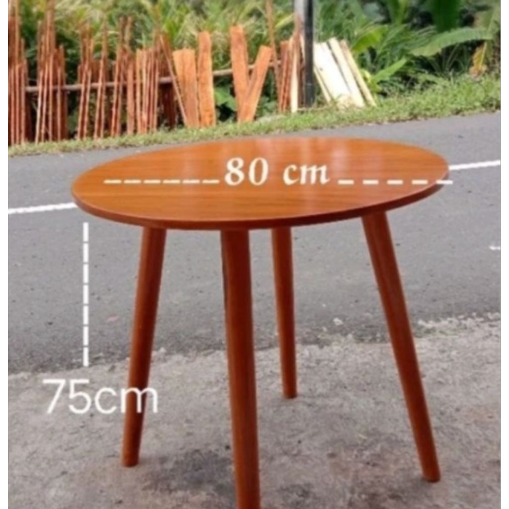 MEJA MAKAN MEJA BULAT KAYU JATI, MEJA MAKAN BUNDAR MINIMALIS