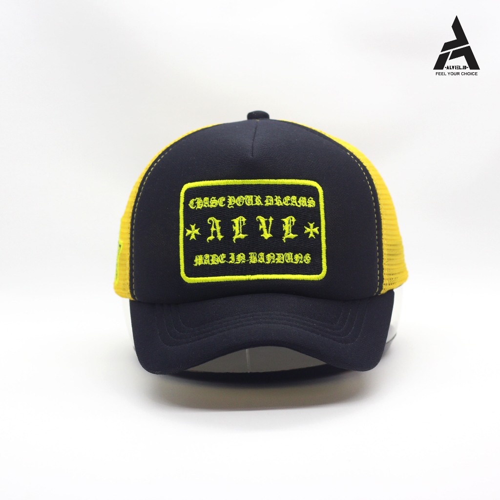 Elghazi X Alviel - Trucker Hat Black Yellow Streetwear style