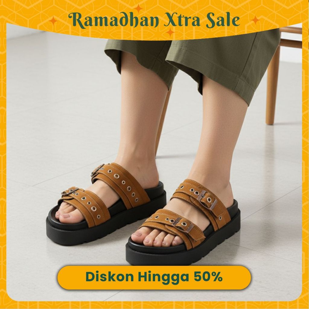 Uncle Jack- Sandal Wanita Platform | Wilona Grida Caramel Evo