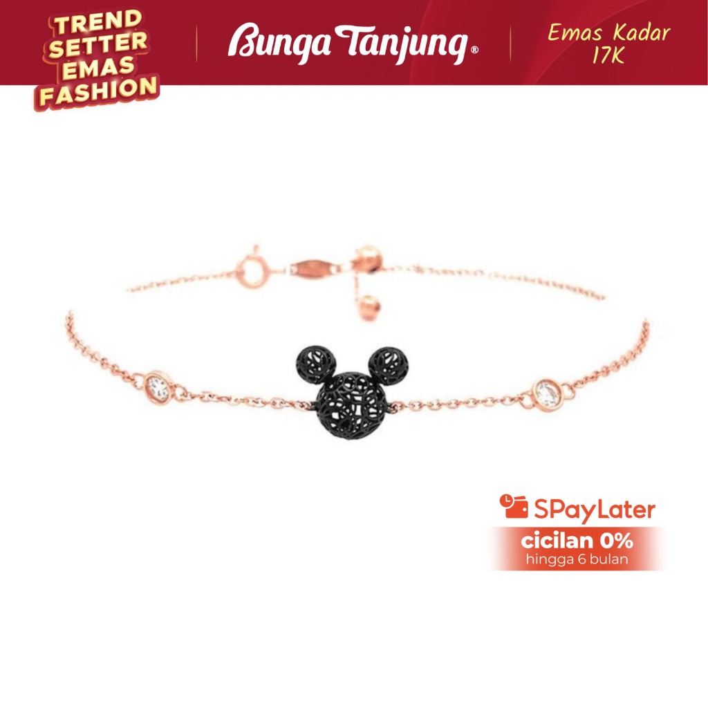 GELANG SERUT DISNEY MICKEY - EMAS 17K - BUNGA TANJUNG GOLD