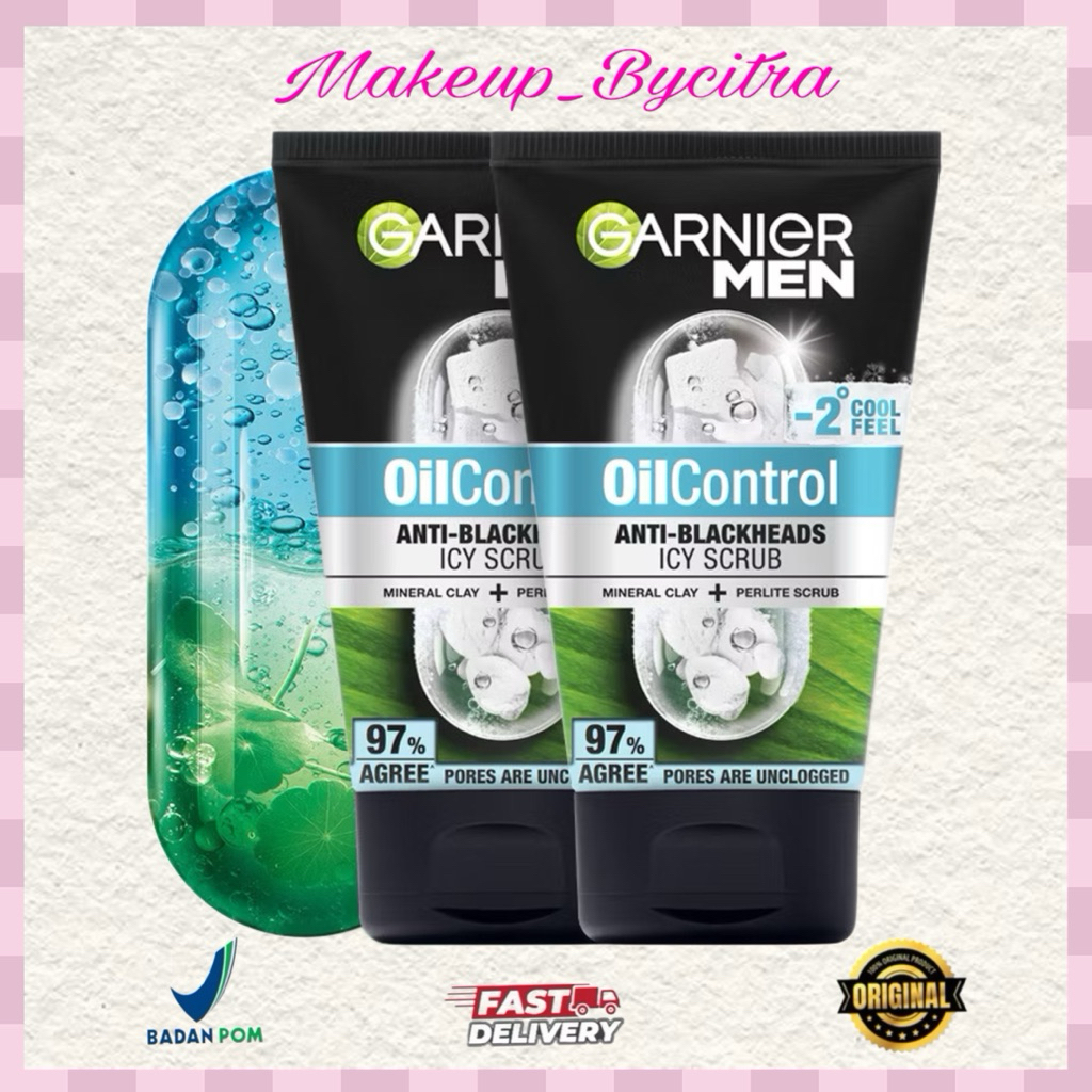 GARNIER Men Facial Wash Oil Control Anti Blackheads Brightening Icy Scrub Skincare 100ml Face Wash s