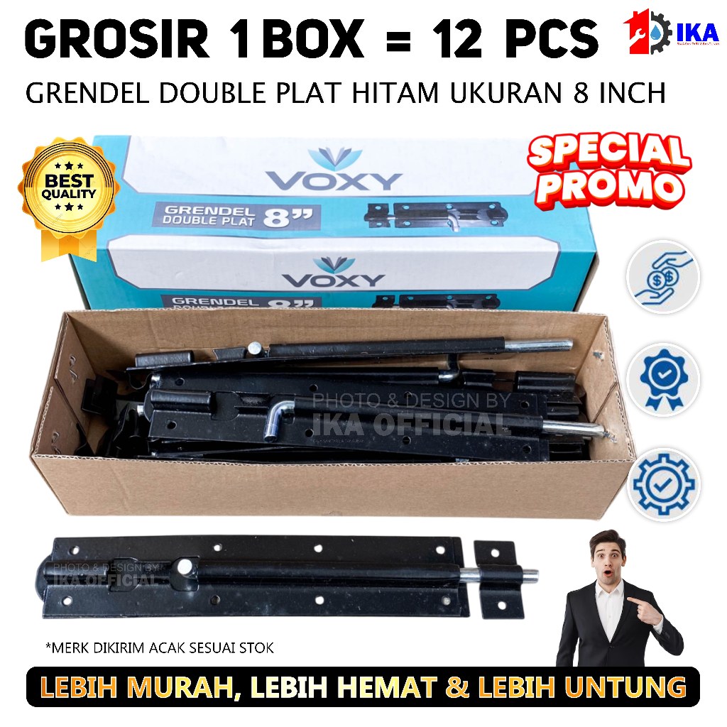 [12] VOXY 8 INCH Grendel Per Slot Selot Tower Bolt VOXY /1 Box 12 Buah / VOXY Grendel Slot Pintu Jen