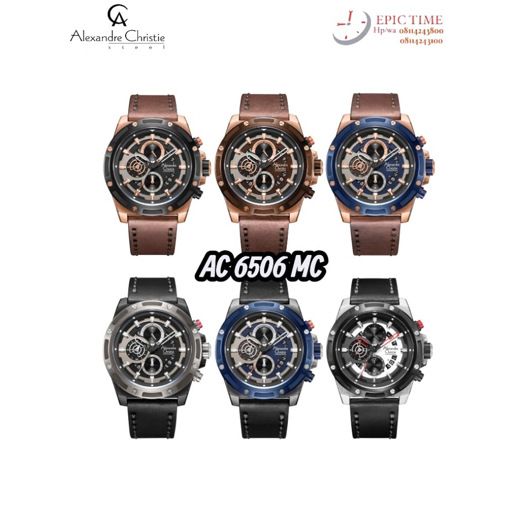 Jam Tangan Pria Alexandre Christie 6506 AC6506 AC 6506 Tali Kulit