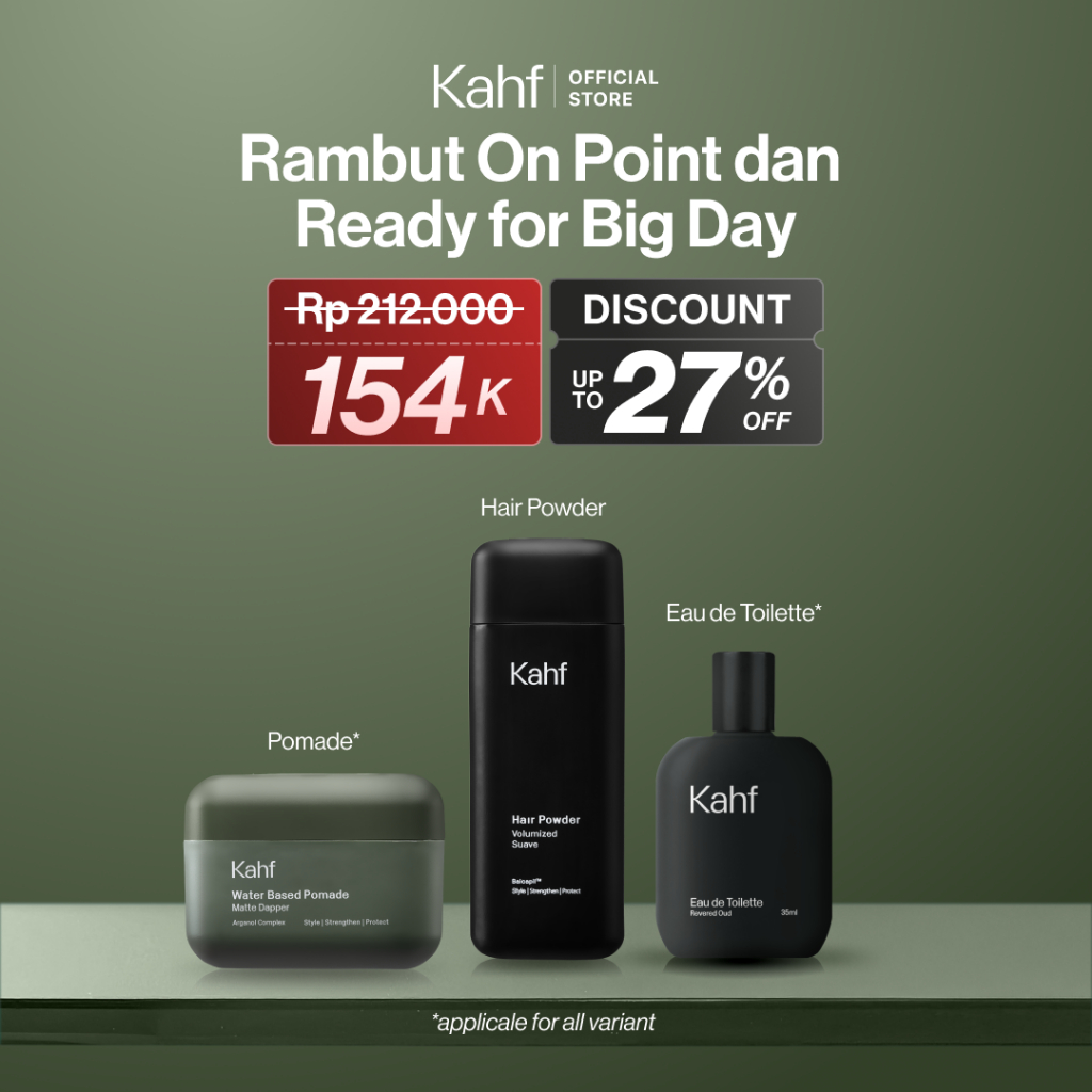 [KAHF BUNDLE 3IN1 PAKET GANTENG TANPA RIBET] Paket Rambut On Point & Ready for Big Day (Pomade + Hai