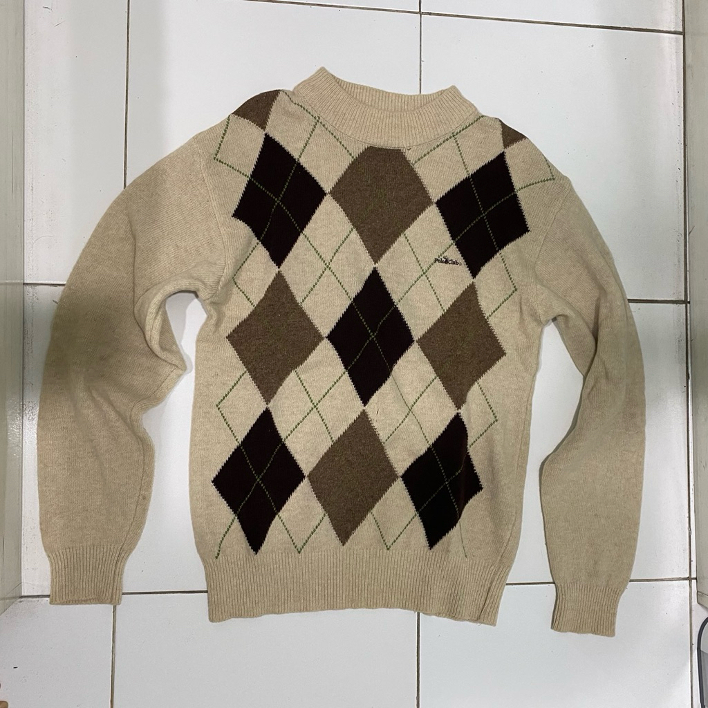 Sweater crewneck knitwear rajut bukan hoodie Polo Ralph Lauren original preloved motif argyle large