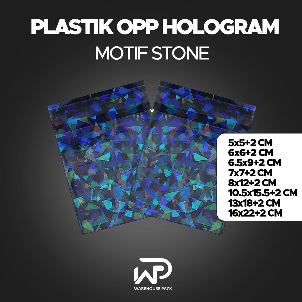 ( 1 Pcs ) Plastik Opp Hologram Motif Stone | Plastik Packing Bening Sleeve Cover | Plastik Packing L